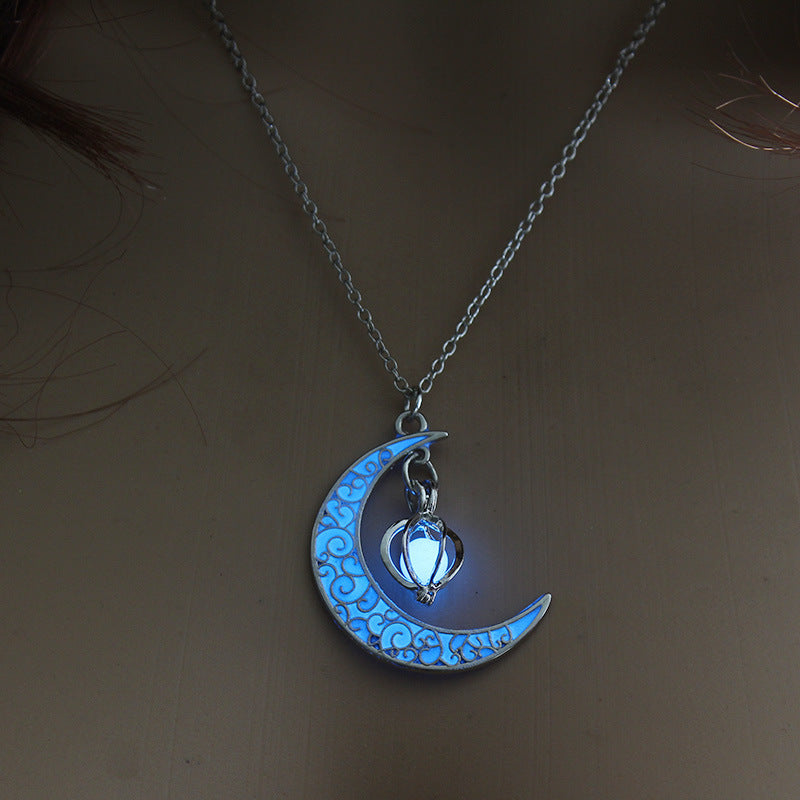 Glowing Pendant Necklace with Silver Plated Chain
