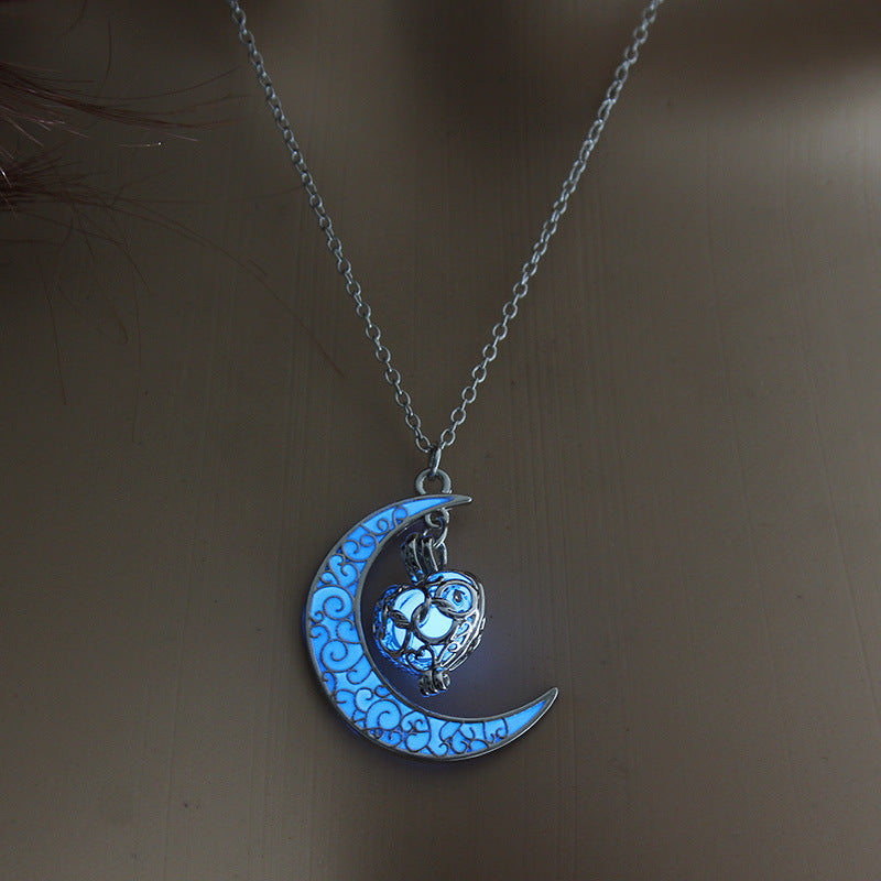 Glowing Pendant Necklace with Silver Plated Chain