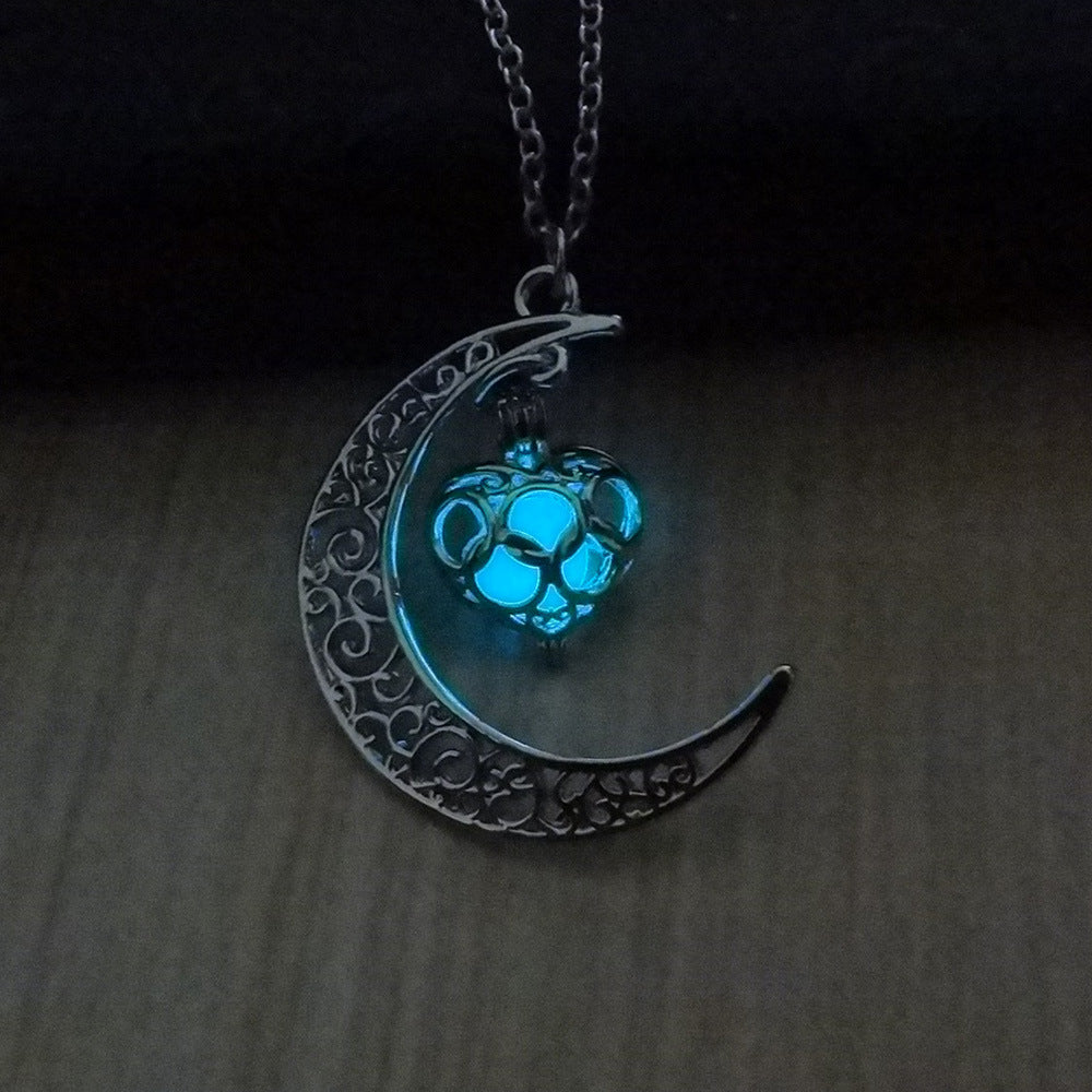 Glowing Pendant Necklace with Silver Plated Chain