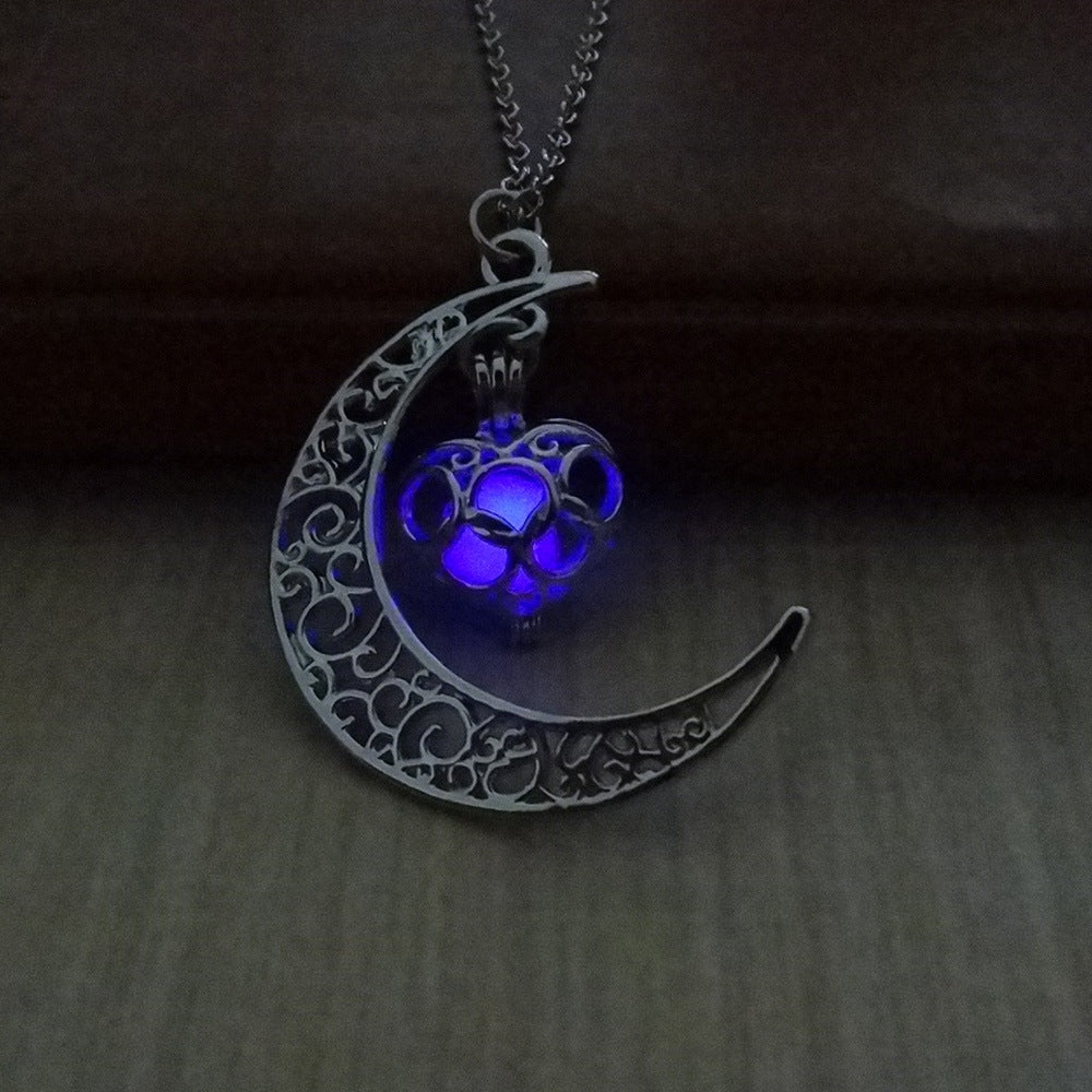 Glowing Pendant Necklace with Silver Plated Chain