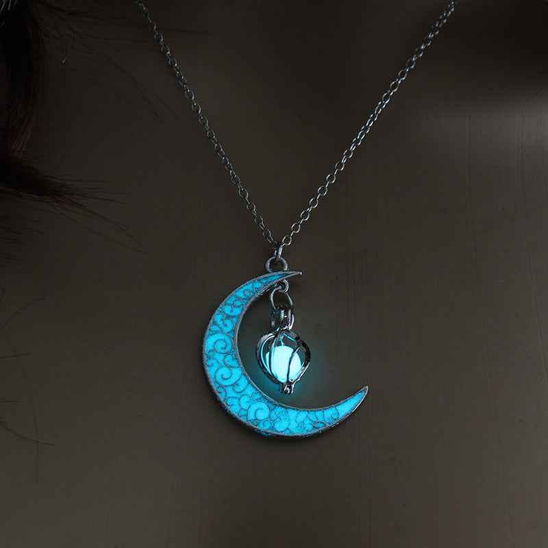 Glowing Pendant Necklace with Silver Plated Chain