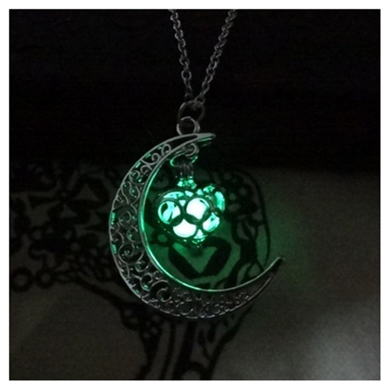 Glowing Pendant Necklace with Silver Plated Chain