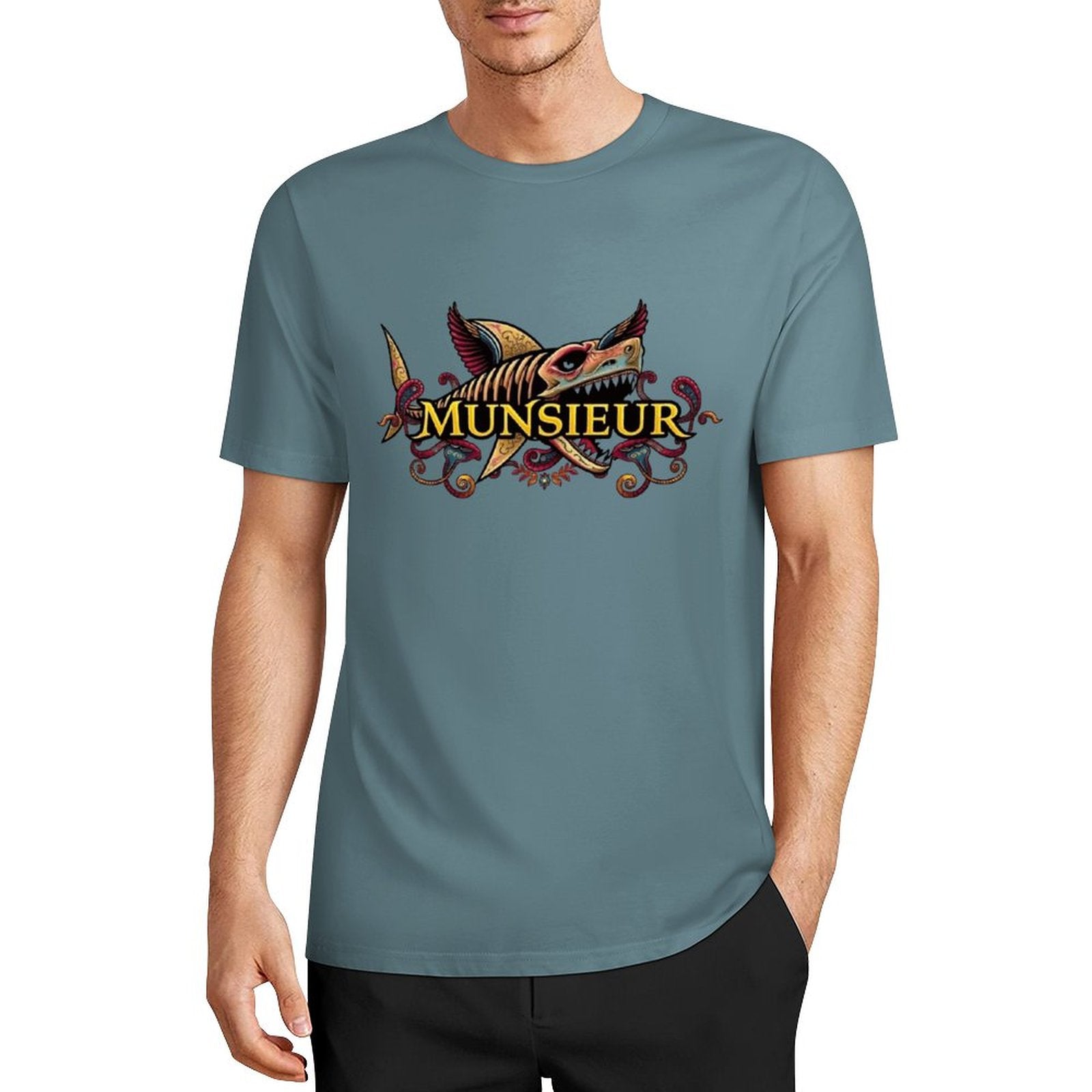 Men's Set Cotton Tee Design "Street Shark" by MUNSIEUR