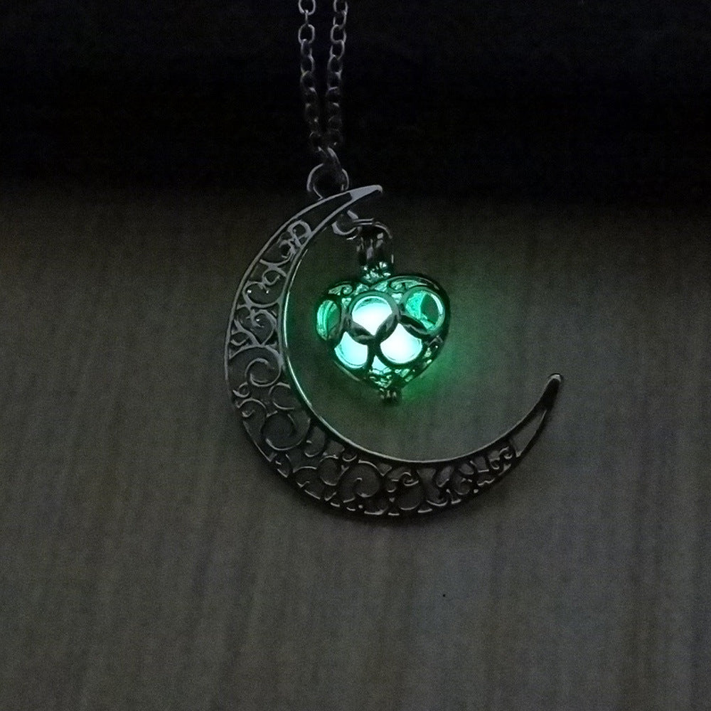 Glowing Pendant Necklace with Silver Plated Chain
