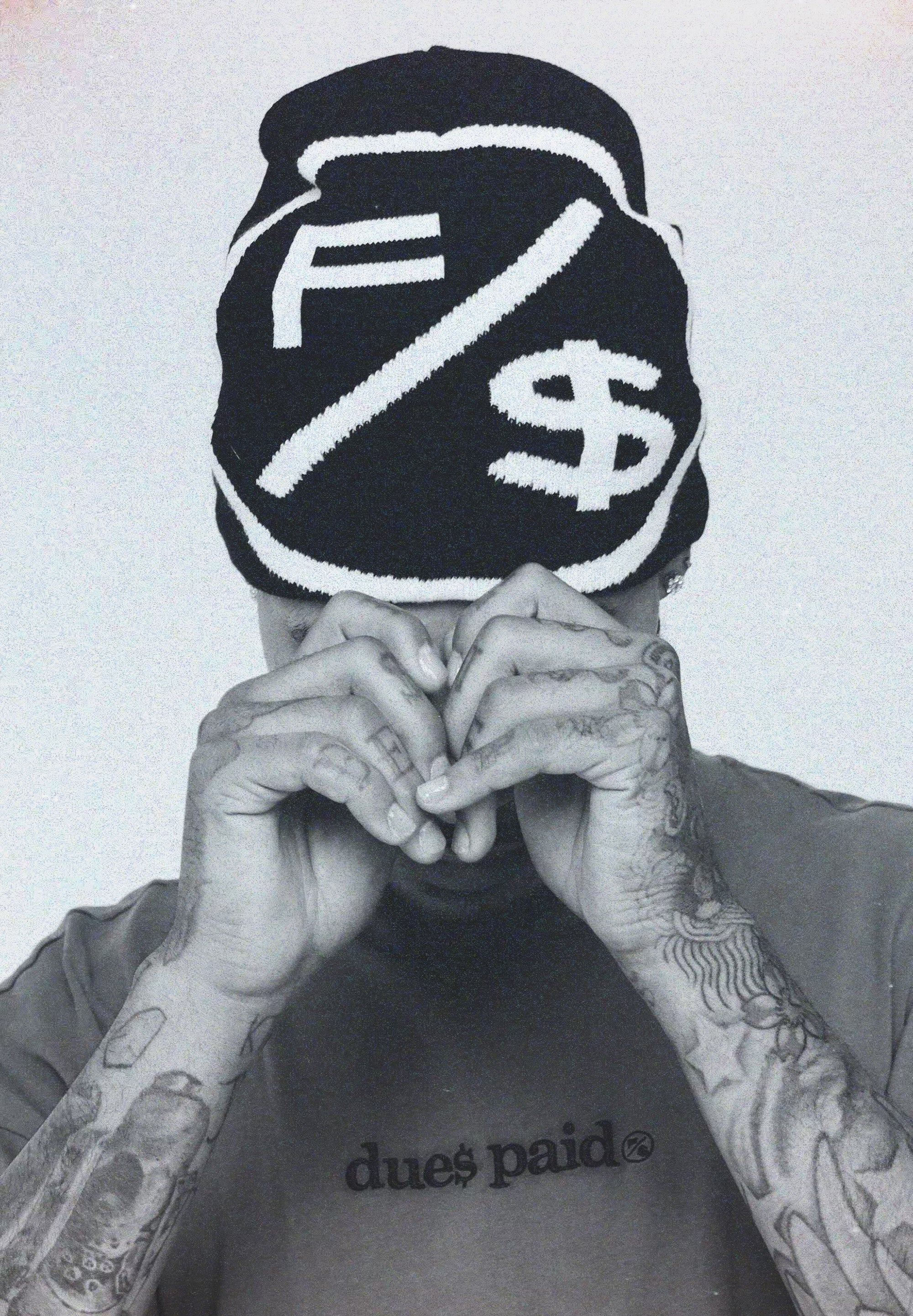 FS Family Over Money Y2K Knit Beanie (Black)
