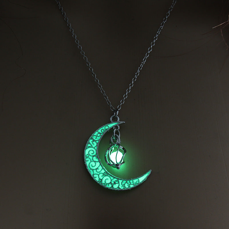 Glowing Pendant Necklace with Silver Plated Chain