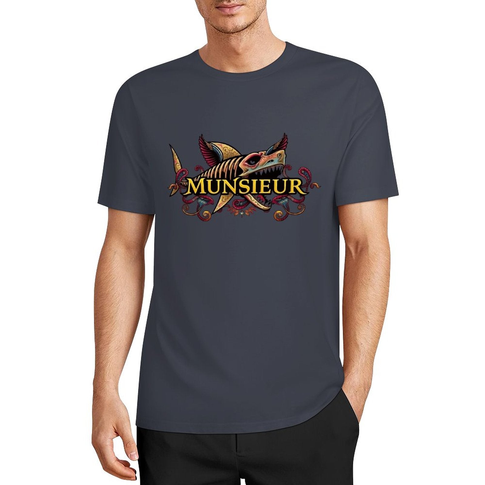 Men's Set Cotton Tee Design "Street Shark" by MUNSIEUR