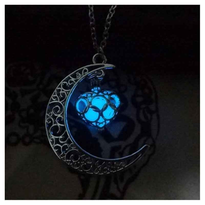Glowing Pendant Necklace with Silver Plated Chain
