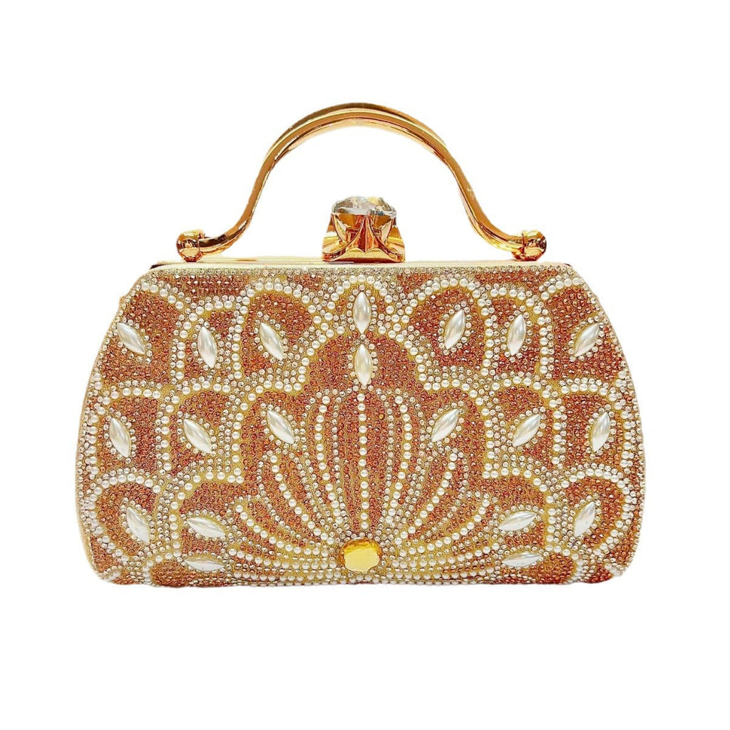 Women's Portable Solid Color Creative Rhinestone Handbag