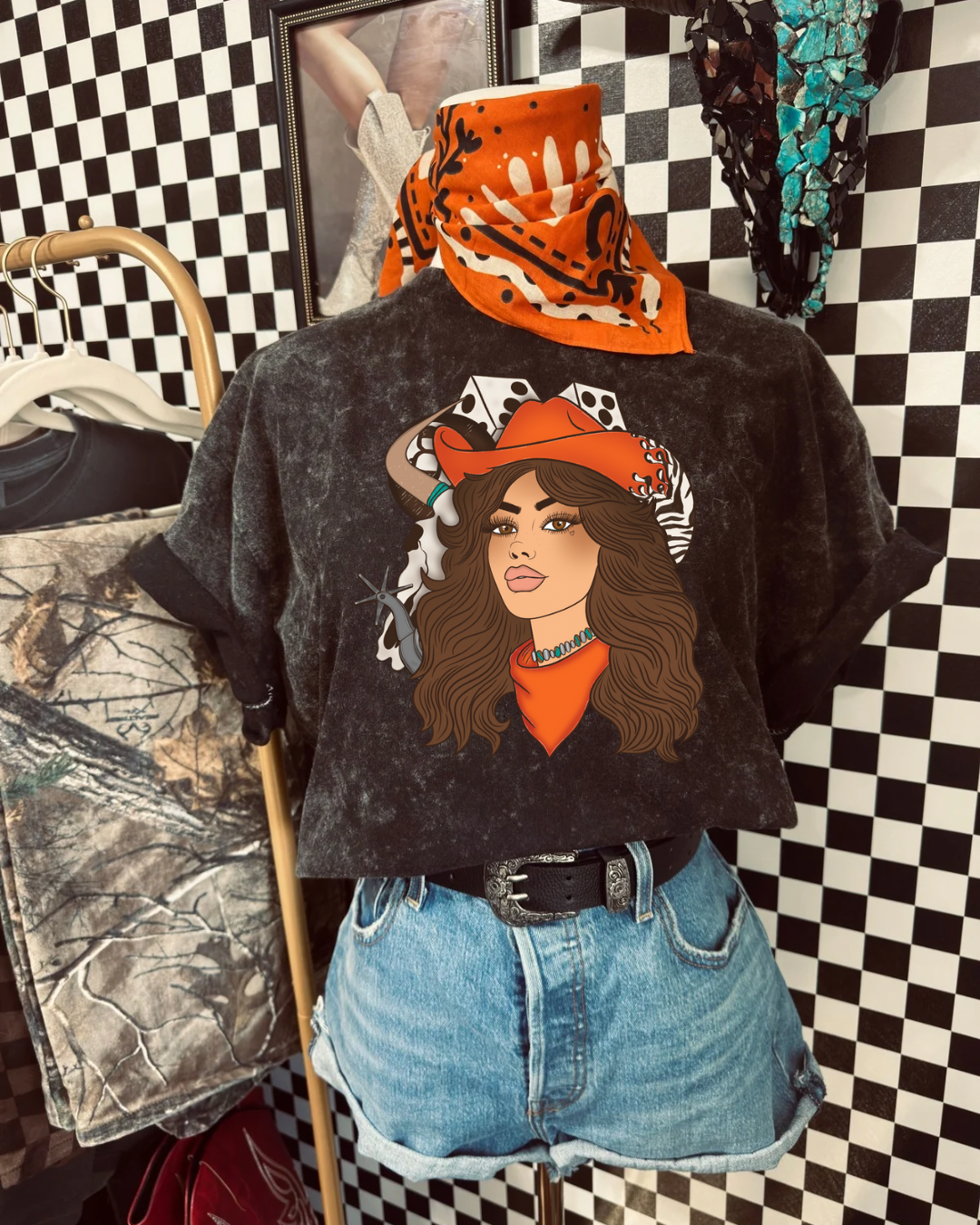 Cowgirl x Spurs Acid-Wash Tee