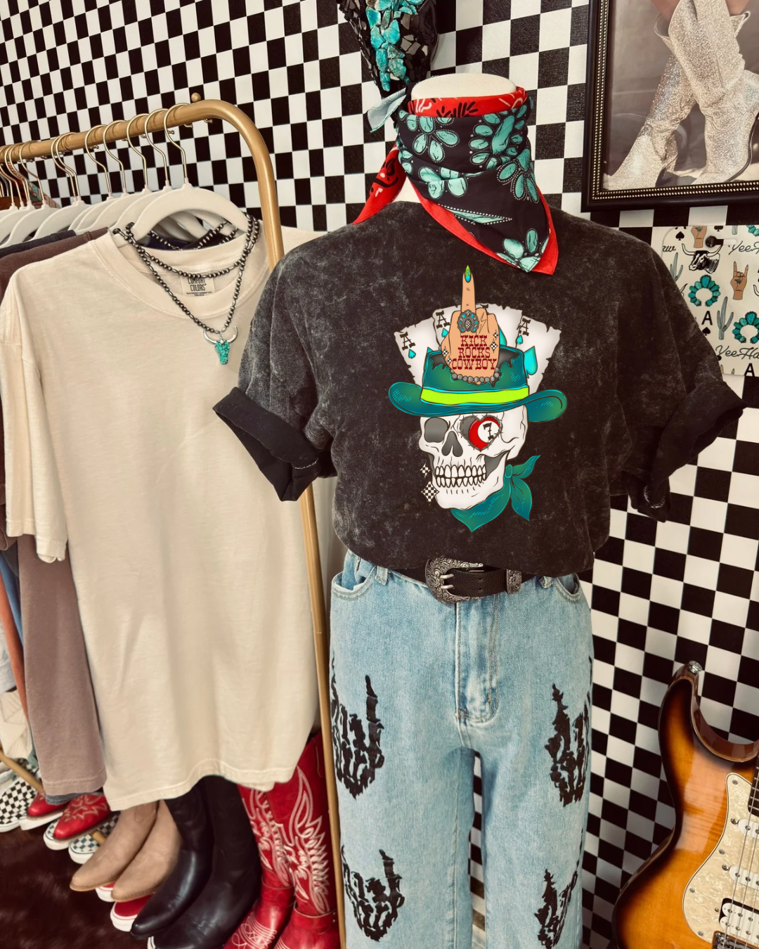 Kick Rocks Cowboy Acid-Wash Tee