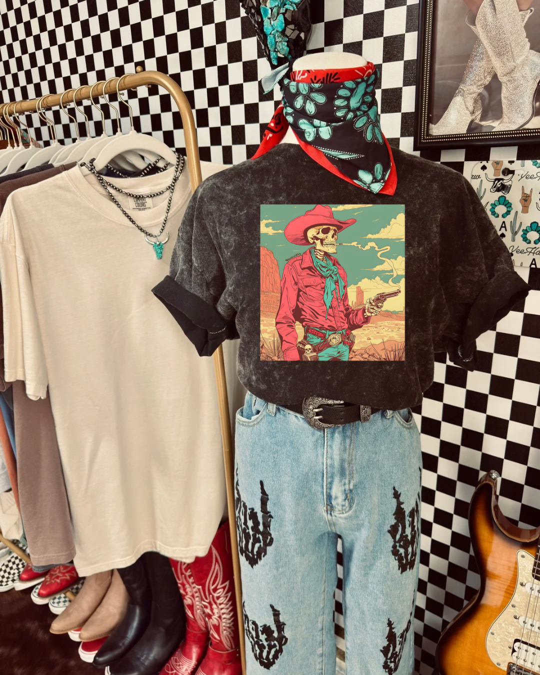 Put Em' Up Acid-Wash Tee