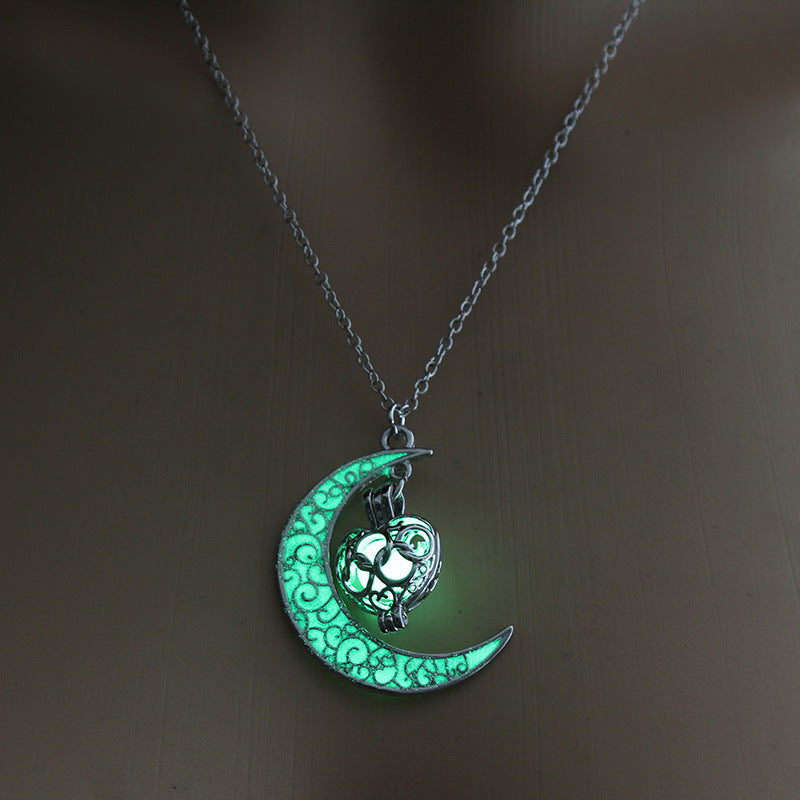 Glowing Pendant Necklace with Silver Plated Chain