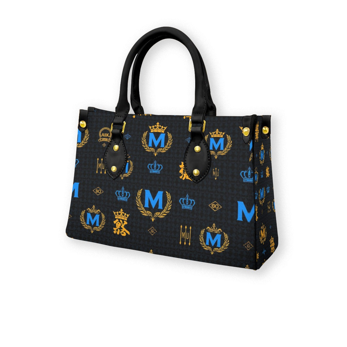 Munsieur Zip Pocket Fashion Handbag with Crown Print