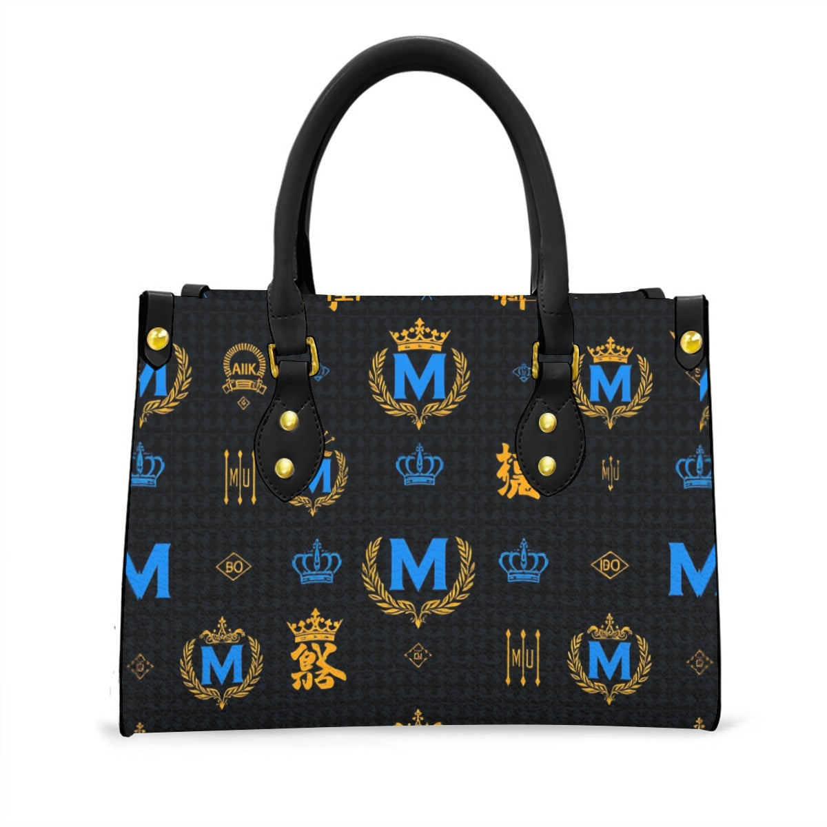 Munsieur Zip Pocket Fashion Handbag with Crown Print