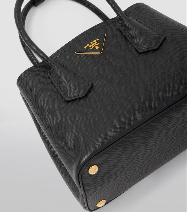 PDA Mini Saffiano Leather Double Top-Handle Bag